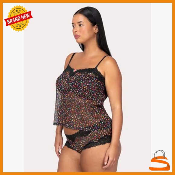 Sheer Mesh Cami & Cheeky Panty 2-Piece Lingerie Set Size 3X-Large - Picture 2 of 5